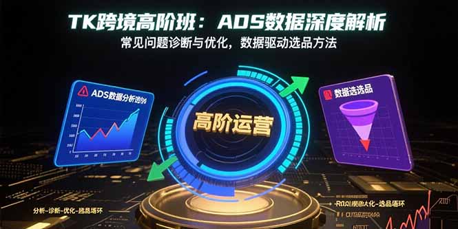 TK跨境高阶班：ADS数据深度解析，常见问题诊断与优化，数据驱动选品方法-点点短视频网
