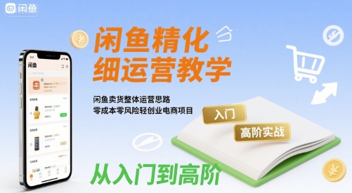 闲鱼精细化运营入门+高阶实战教学，闲鱼卖货整体运营思路，零成本零风险轻创业电商项目-点点短视频网