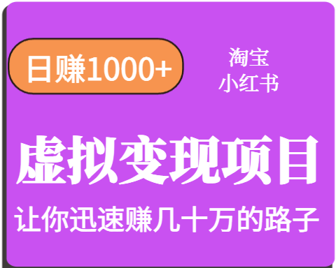 淘宝OR小红书虚拟变现，日赚1000+，多账号操作年收入几十W不等-点点短视频网