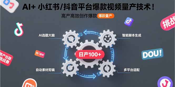 AI+小红书/抖音平台爆款视频量产技术：高产高效创作爆款视频！-点点短视频网