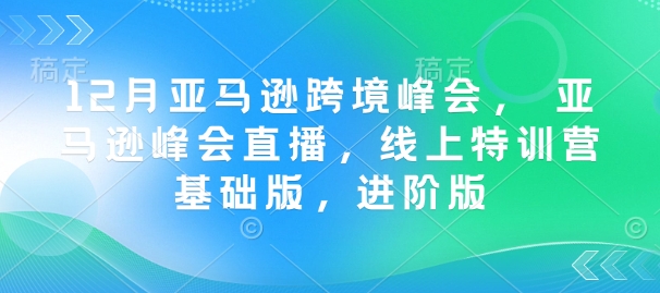 12月亚马逊跨境峰会， 亚马逊峰会直播，线上特训营基础版，进阶版-点点短视频网