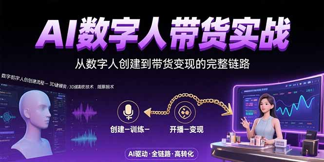 AI数字人+带货实战：从数字人创建到带货变现的完整链路-点点短视频网