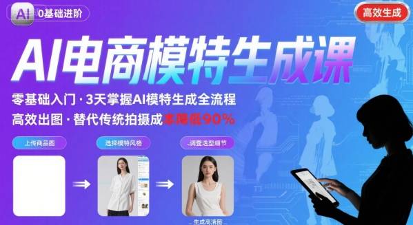 AI模特进阶课程，0基础高效生成逼真电商模特图-点点短视频网
