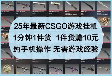 25年最新CSGO游戏挂G，1分钟1件货，1件货挣10元，纯手机操作，无需游戏经验【揭秘】-点点短视频网