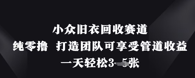 小众旧衣回收赛道，纯零撸 打造团队可享受管道收益，一天轻松3张-点点短视频网