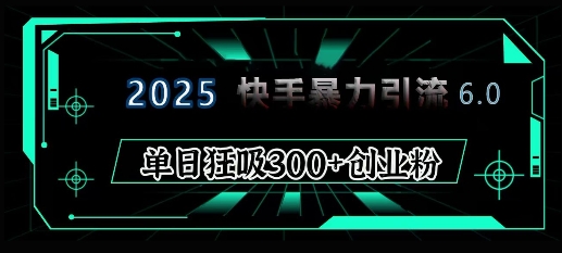 2025年快手6.0保姆级教程震撼来袭，单日狂吸300+精准创业粉-点点短视频网