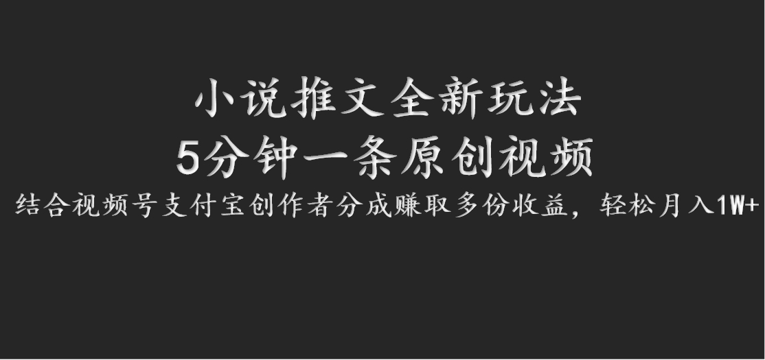小说推文全新玩法，5分钟一条原创视频，结合视频号支付宝创作者分成赚取多份收益-点点短视频网