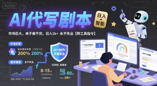 AI代写剧本，市场巨大，单子做不完，日入1k+ 永不失业【附工具指令】-点点短视频网
