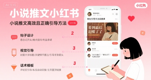小说推文小红书高转化引导方法实操课，小说推文高效且正确引导方法-点点短视频网
