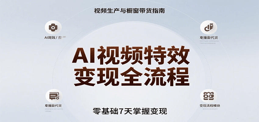 AI视频特效变现全流程，零基础7天掌握视频生产到橱窗带货变现-点点短视频网