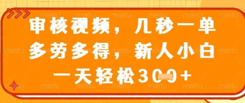 视频审核员，几秒一单，不限时间，不限地点，多做多得，新人小白一天轻松几张+【揭秘】-点点短视频网