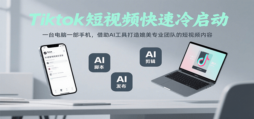Tiktok短视频快速冷启动，一台电脑一部手机，借助AI工具打造媲美专业团队的短视频内容-点点短视频网