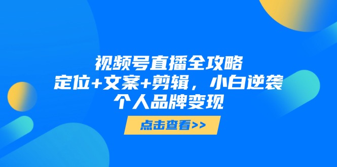 视频号直播全攻略，定位+文案+剪辑，小白逆袭个人品牌变现-点点短视频网