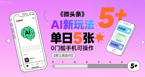 微头条AI新玩法，小白单日5张+，0门槛手机可操作【附工具指令】-点点短视频网