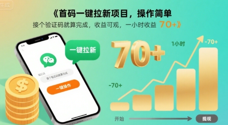 首码一键拉新项目，操作简单，接个验证码就算完成，收益可观， 一小时收益70+【揭秘】-点点短视频网