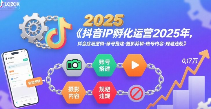 抖音IP孵化运营2025年，抖音底层逻辑-账号搭建-摄影剪辑-账号内容-规避违规-点点短视频网