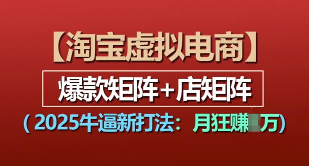 淘宝虚拟电商，2025牛逼新打法：爆款矩阵+店矩阵，月入过万-点点短视频网