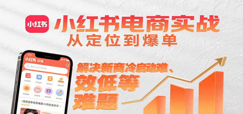 小红书电商实战，从定位到爆单解决新商冷启动难、变现效率低等难题-点点短视频网