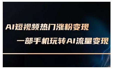 AI短视频热门涨粉变现课，AI数字人制作短视频超级变现实操课，一部手机玩转短视频变现-点点短视频网