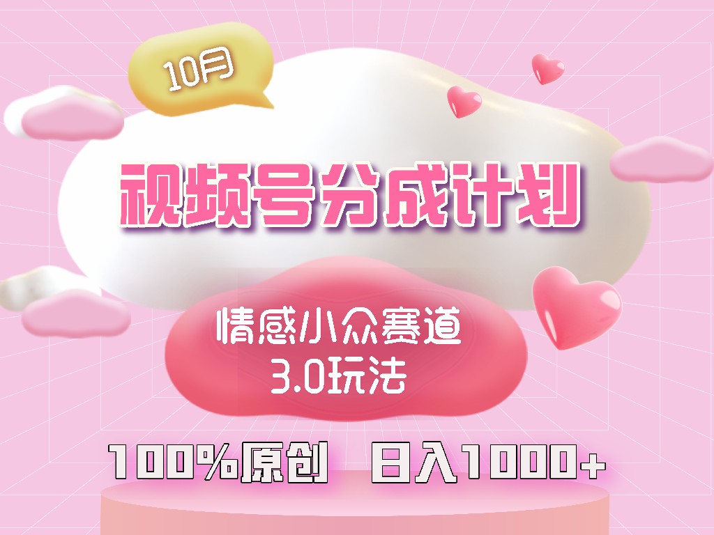 视频号情感小众赛道3.0.纯原创视频，每天1小时，小白易上手-点点短视频网