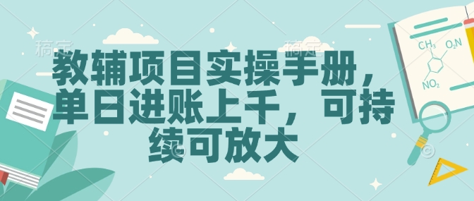 教辅项目实操手册，单日进账上千，可持续可放大-点点短视频网