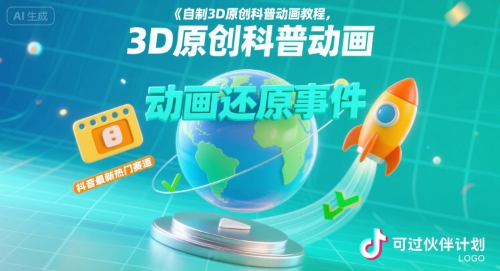 自制3D原创科普动画教程，动画还原事件，抖音最新热门赛道，可过伙伴计划-点点短视频网