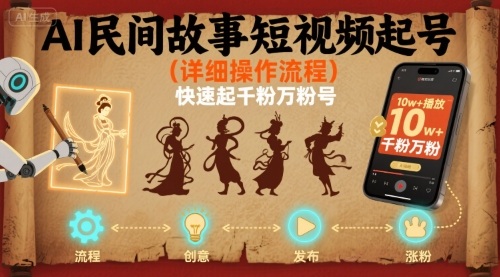 AI民间故事短视频起号，详细操作流程，快速起千粉万粉号-点点短视频网