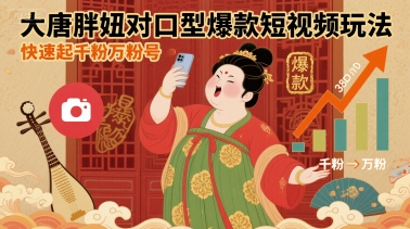 大唐胖妞对口型爆款短视频玩法，快速起千粉万粉号-点点短视频网