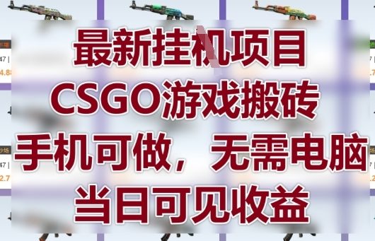 最新挂G项目，CSGO游戏搬砖，手机可做，无需电脑，当日见收益【揭秘】-点点短视频网