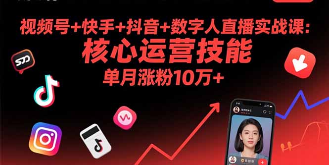视频号+快手+抖音+数字人直播实战课(9月-点点短视频网
