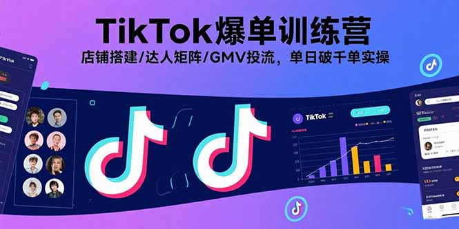 TikTok爆单训练营，店铺搭建/达人矩阵/GMV投流，单日破千单实操-点点短视频网