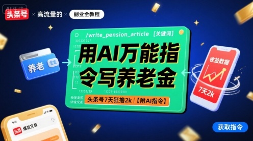 用AI万能指令写养老金，头条号7天狂撸2k【附AI指令】-点点短视频网