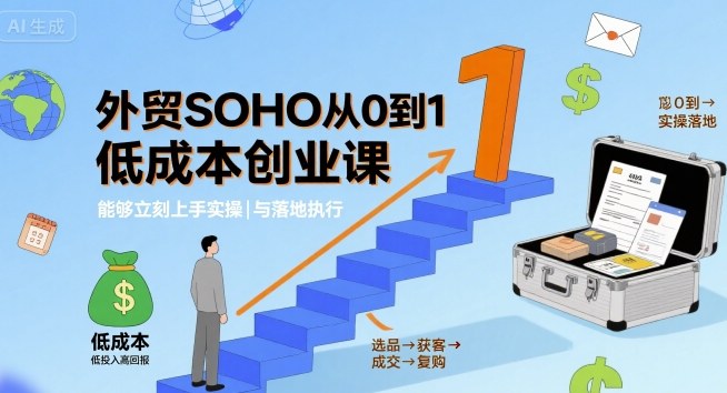 外贸SOHO从0到1低成本创业课，能够立刻上手实操与落地执行-点点短视频网