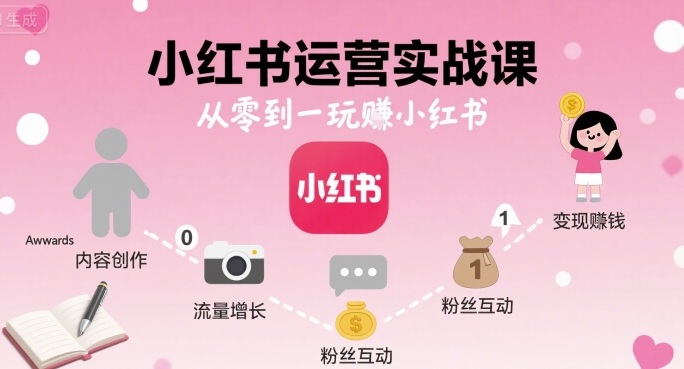 小红书运营实战课，从零到一玩賺小红书-点点短视频网