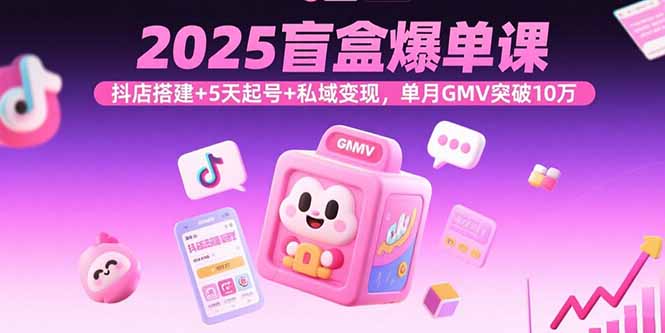 2025盲盒爆单课，抖店搭建+5天起号+私域变现，单月GMV突破10万-点点短视频网