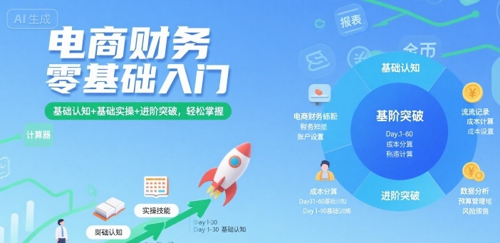 电商财务零基础入门，基础认知+基础实操+进阶突破，轻松掌握-点点短视频网