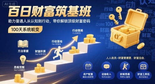 百日财富筑基班，助力普通人从认知到行动，带你解锁顶级财富密码-点点短视频网