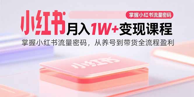 小红书月入1W+变现课程：掌握小红书流量密码，从养号到带货全流程盈利-点点短视频网